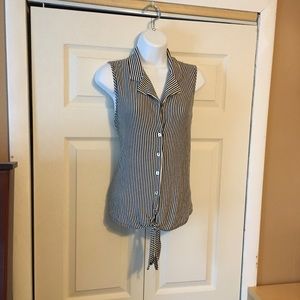 Striped tie front tank